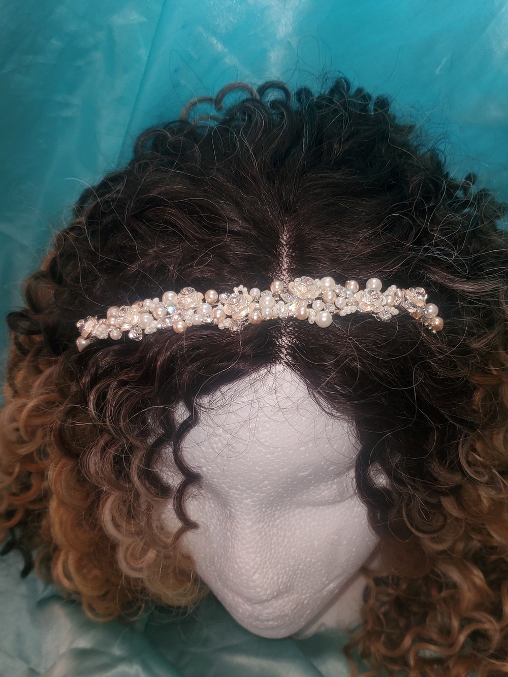 David's Bridal Pearl and Crystal Floral Headband - Ivory - Picture 6 of 8